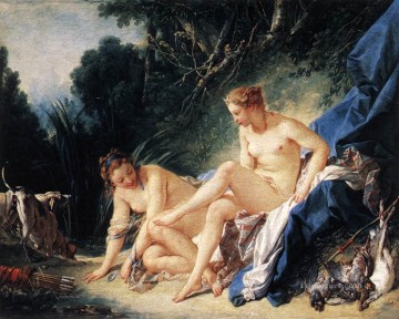 フランソワ・ブーシェ Painting - 入浴後に休むダイアナ妃 ロココ・フランソワ・ブーシェ